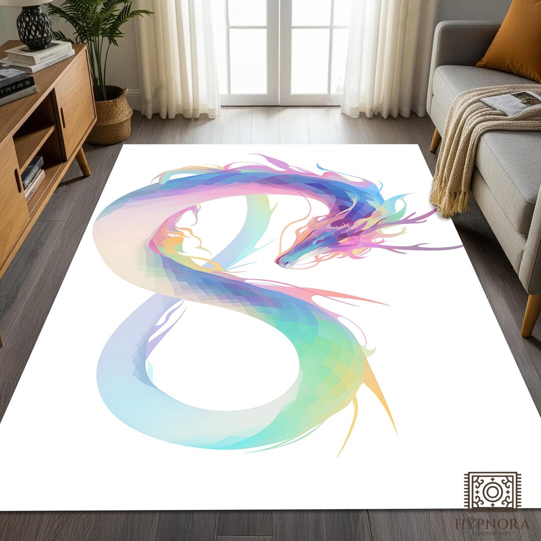 Pastel Rainbow Dragon Rug - Fantasy Art Home Decor Washable Carpet - Etsy