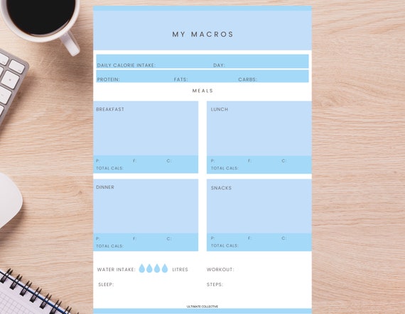Macro Tracker Printable Daily Macro Diary Meal Planner Meal | Etsy