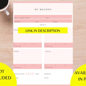 Macro Tracker Printable, Daily Macro Diary, Meal Planner, Meal Tracker, Downloadable Macro ...