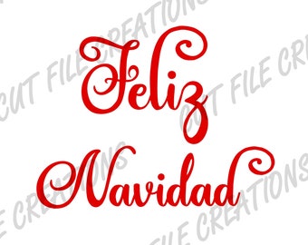 Feliz Navidad SVG, Merry Christmas PNG, Cut Files (Digital Download)