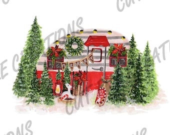 Christmas Camper PNG, Holiday Sublimation Download
