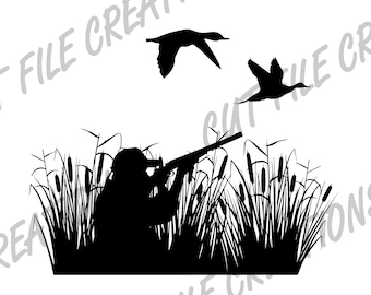 Entenjagd Szene (svg, png, eps, dxf) Schnittdateien