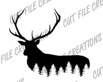 Elk Silhouette SVG, Antlers, Hunter Cut Files (Digital Download)