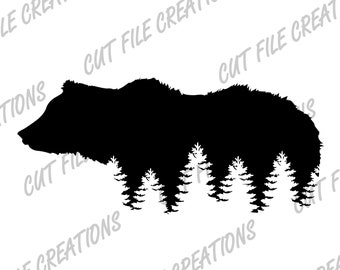 Silueta de oso SVG, archivo de corte para cazador y amante de la naturaleza (svg, png, eps, dxf)