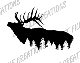 Elch Silhouette SVG, Stiergeweih, Jäger Schnittdateien (Digitaler Download)