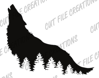 Wolf silhouet SVG, Lone Wolf Howling, Hunter Cut-bestand (digitale download)