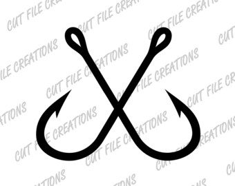 Crossed Fishing Hooks SVG (png, eps, dxf) Cut Files