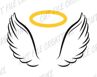 Angels Wings and Halo SVG, PNG, Cut file for cricut, svg file for cricut, Sublimation download, wings and halo cut file