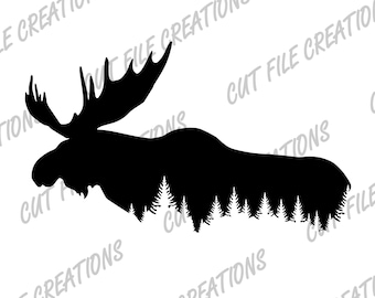 Elch Silhouette SVG, Geweih, Stier Elch, Jäger (Schnittdateien)