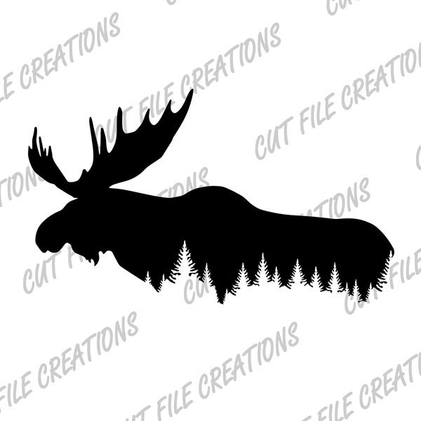 Moose SVG, Moose Silhouette SVG, Cut files for cricut, Sublimation download, Bull Moose, Antlers svg, Hunter SVG