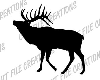 Älgsilhuett SVG, hornklippfil (digital nedladdning)