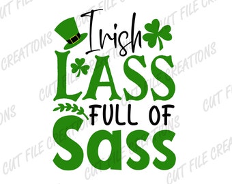 Irländsk tjej full av Sass SVG, St Patricks Day-klippfil