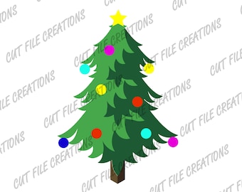 Decorated Christmas Tree SVG, Pine Tree Cut File (Digital Download)