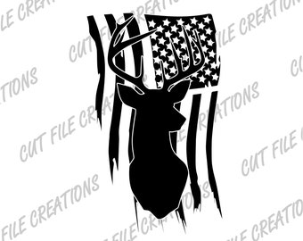 Deer and American Flag PNG, Sublimation Download, Tumblers, Mugs, T-Shirt Graphics, Transparent Background PNG