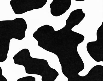 Patrón sin costuras con estampado de vaca / Papel digital en blanco y negro (PNG)