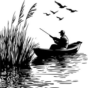 Duck Hunting SVG, Duck Hunting PNG, Sublimation file, Cut file for cricut, Silhouette, Hunting svg, Duck hunting cut file, John Boat Hunting