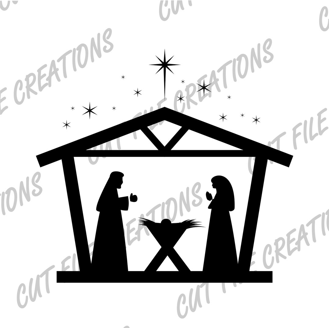 Simple Nativity Scene SVG, Jesus in a Manger Svg, Nativity Png