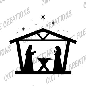 Simple Nativity Scene SVG, Jesus in a manger svg, nativity png, sublimation download, cut files for cricut, svg files for cricut