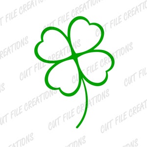Trébol de cuatro hojas SVG, Trébol de 4 hojas PNG, Día de San Patricio svg, archivo cortado para cricut, silueta, archivo de sublimación, Fondo transparente PNG