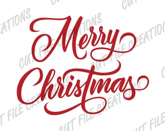 Merry Christmas Text SVG, Merry Christmas PNG, Cut files for cricut, Silhouette, Sublimation file, Digital download