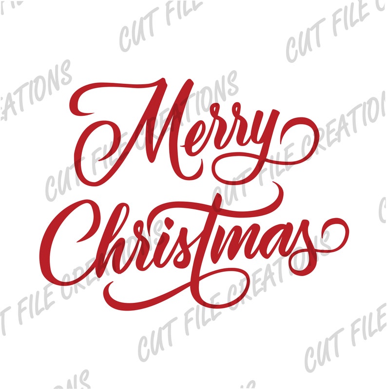 May include: Red cursive lettering that reads "Merry Christmas".