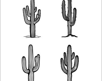 Saguaro Kaktus SVG Bundle, Wüstenschnittdatei (png, eps, dxf, pdf)