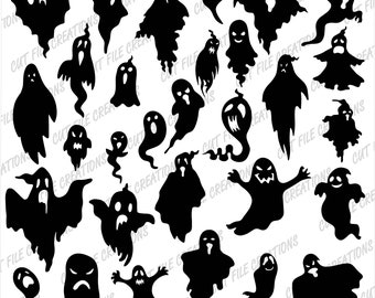 Halloween Ghost SVG Bundle, Cricut Silhouette Cut Files (Digital Download)