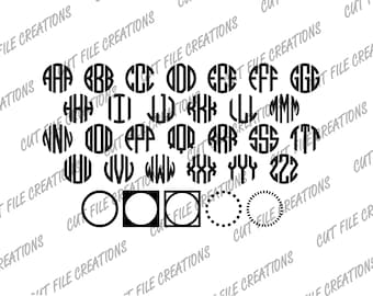 Circle Monogram Font, 3 Letter SVG, Family Monogram (Digital Download)