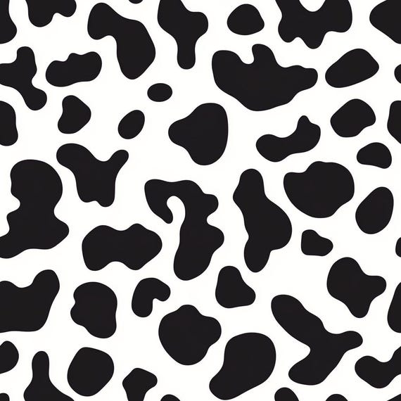 Cow Print Seamless Pattern, Black and White Digital Paper (PNG)