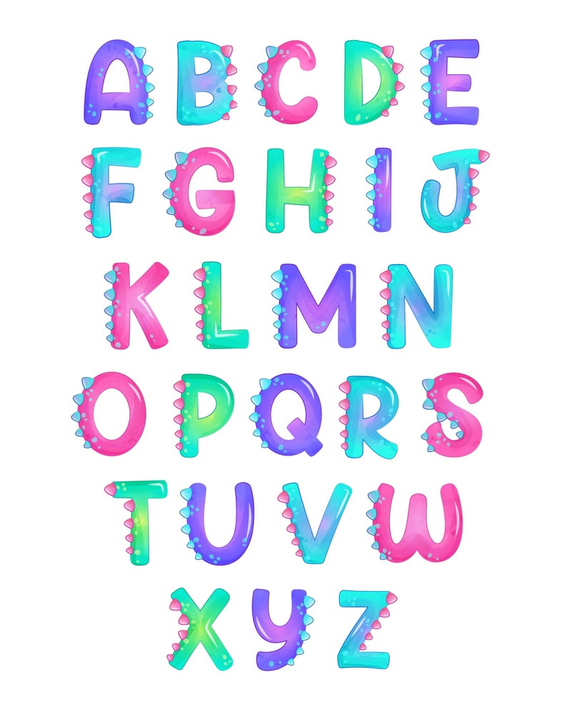 Pointed Letes S Girly Dinosaurs With Alphabet Digital Wall Art Printable - Etsy
