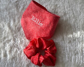 handmade Christmas set - scrunchie and personalized dog bandana