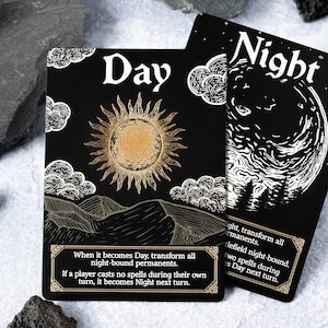 Ficha de día/noche de acero inoxidable — Fichas MTG para MTG Commander — Proxy personalizado de MTG, contador de MTG, alteradores de MTG