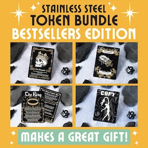 Stainless Steel Token Bestsellers Bundle — Monarch, Treasure, The Ring, Copy — MTG Tokens, MTG Alters, MTG Commander, Gift for Magic Players