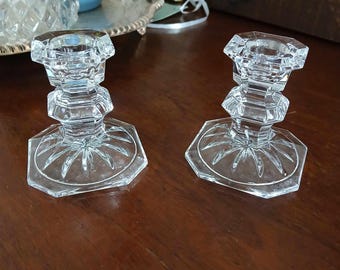 Vintage 1990s Mikasa Edinburgh Pattern Taper Candlestick Candle Holders Made in Slovenia - Pair