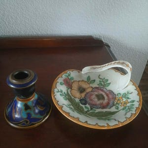 Art Nouveau Gouda Holland Hand-Painted Candlestick or Plate, Artist Signed - Choice