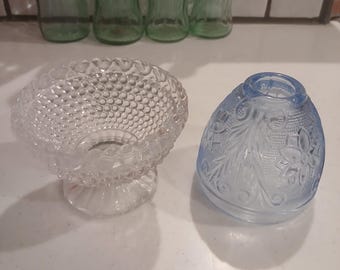 Vintage 1970s Indiana Glass Tiara Fairy Lamp Top or Duncan & Miller Thousand Eyes Bottom (CHIPS) - Choice