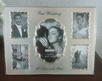 Malden Silver Toned Wedding Photo Frame, Five Cutouts, READ Description