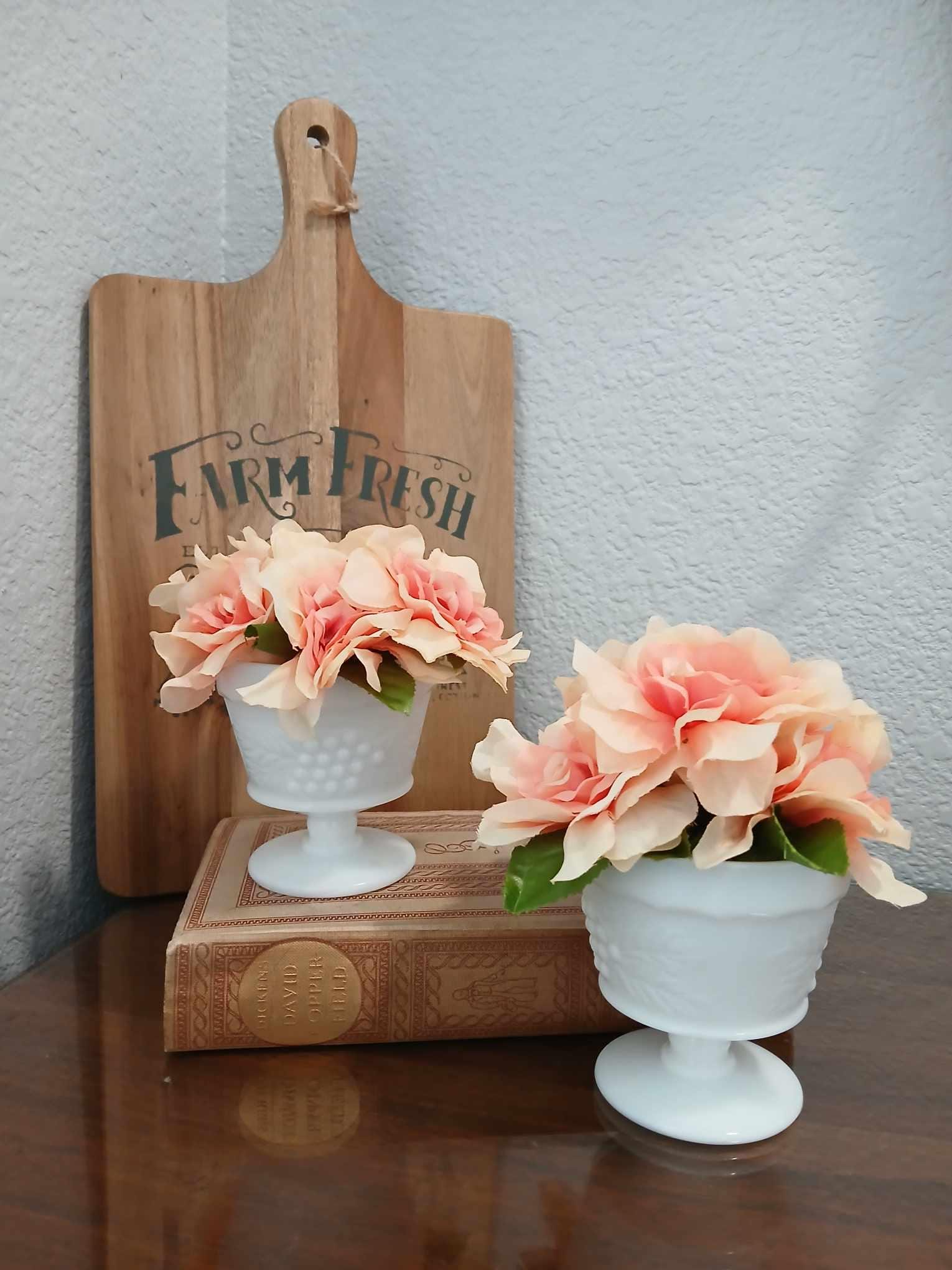 Vintage Milk Glass Sherbert Dessert Cups/Dishes Decorative - Wedding, Party, Sold as a Pair