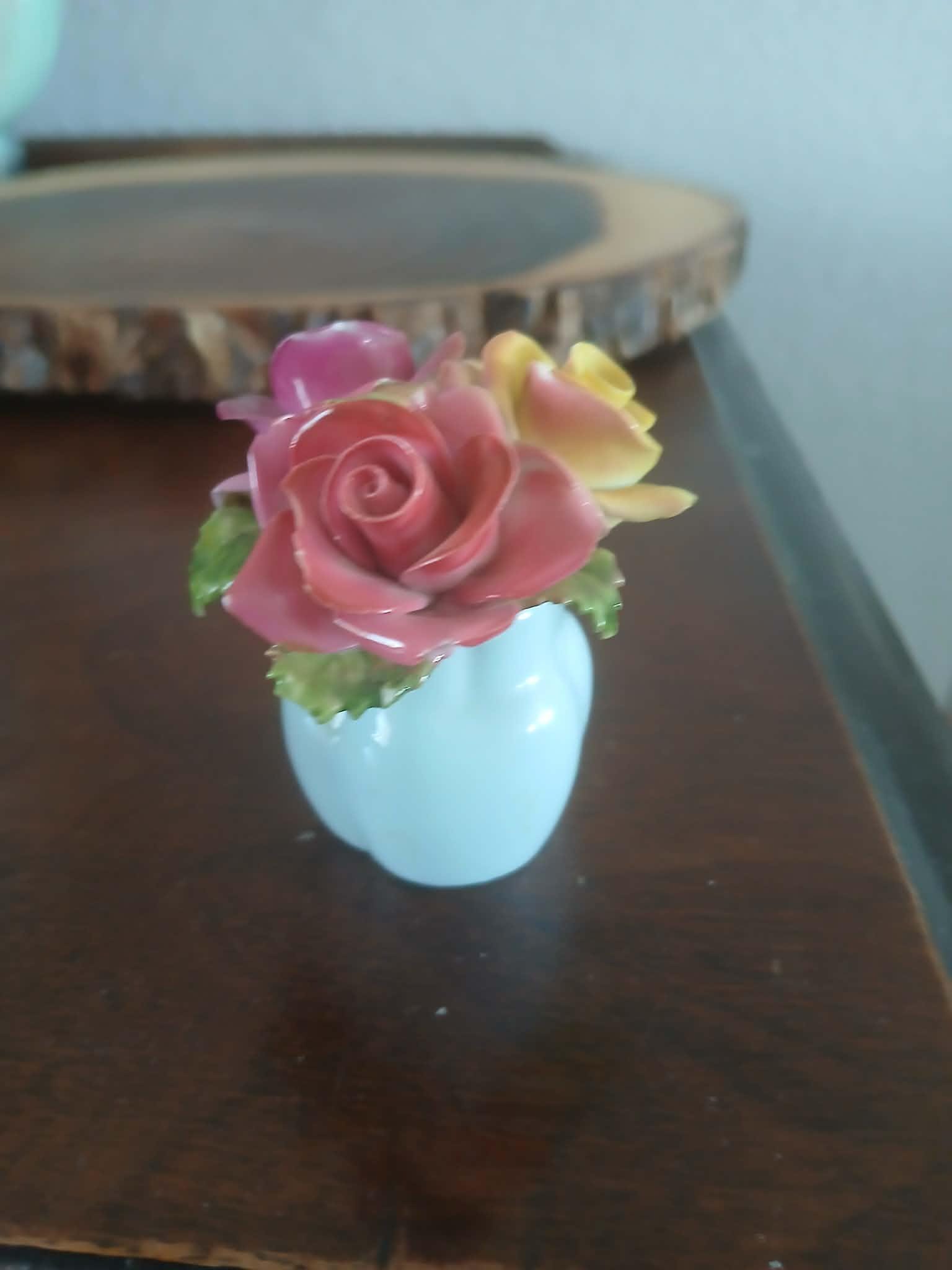 Miniature Vintage Royal Adderley Vase With Flowers, Porcelain