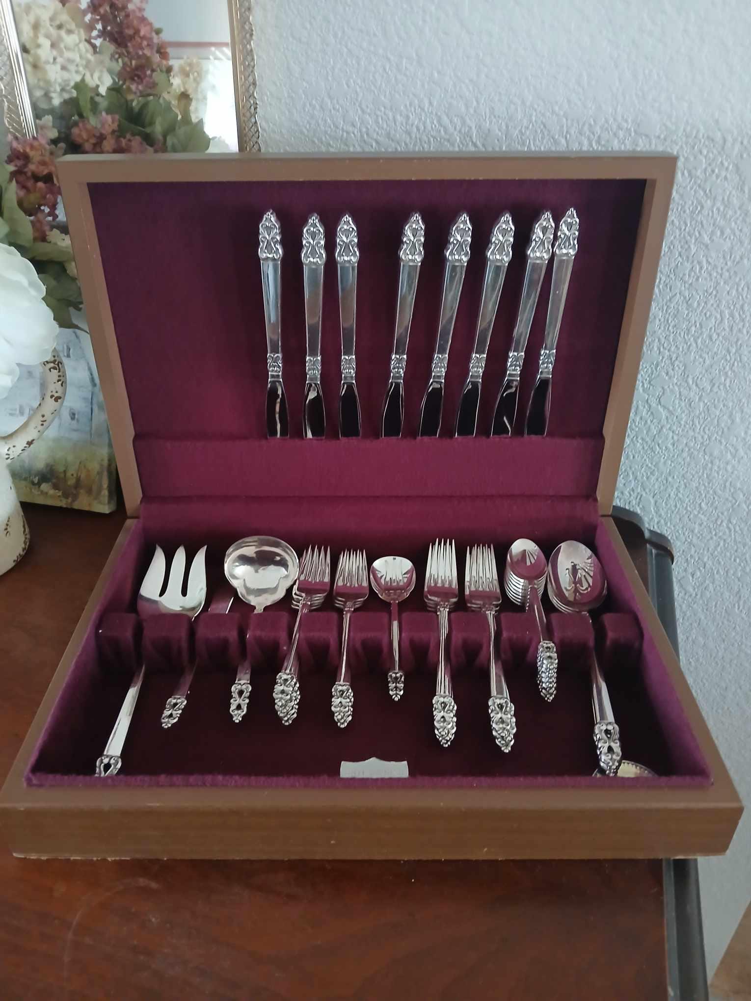 Vtg 1970s Mcgraw Wood/felt Lined Tarnish Resistant Silverware 