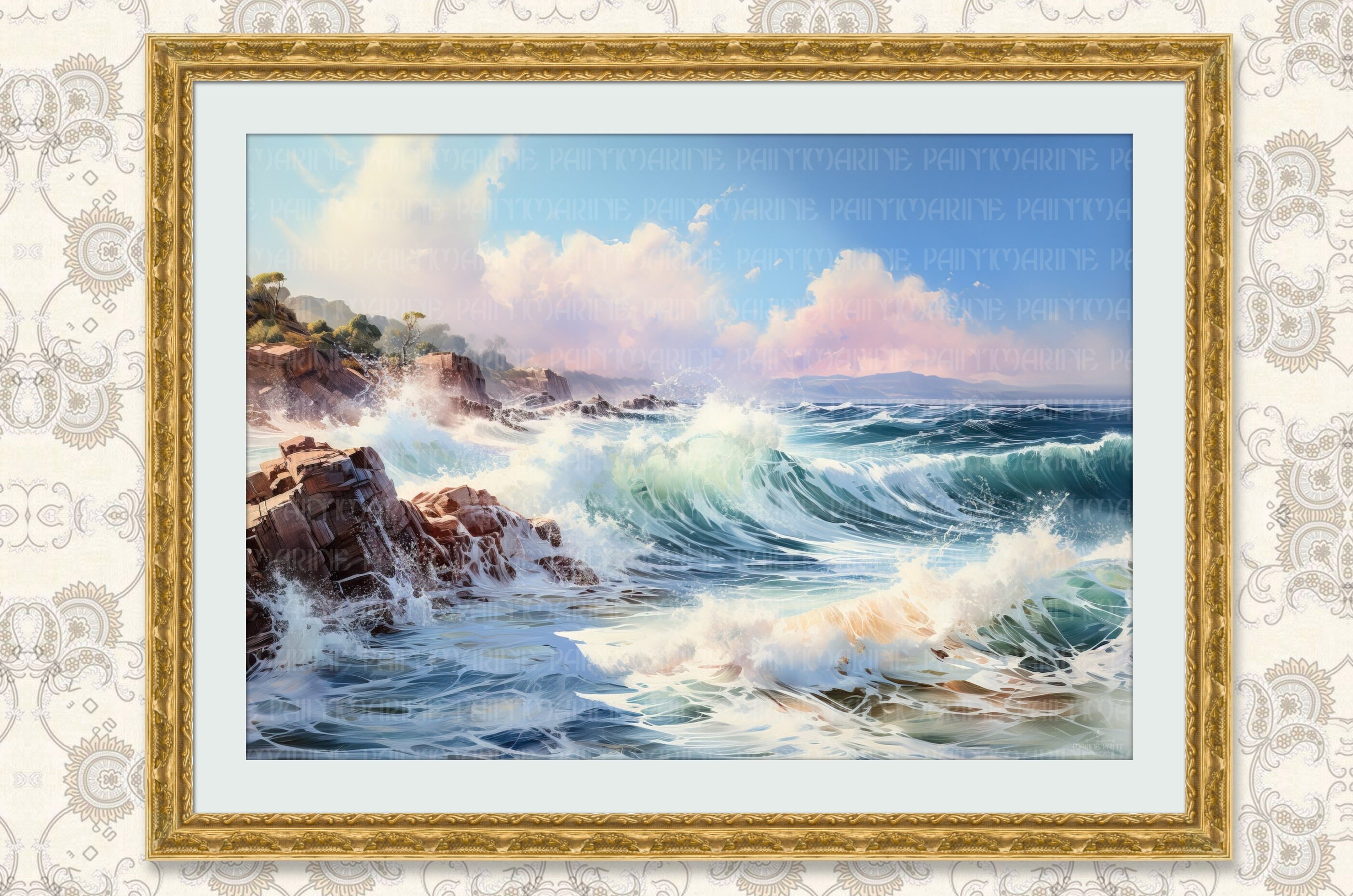 Seascape Printable Wall Art Download Sea Ocean Wave Art Painting Storm ...