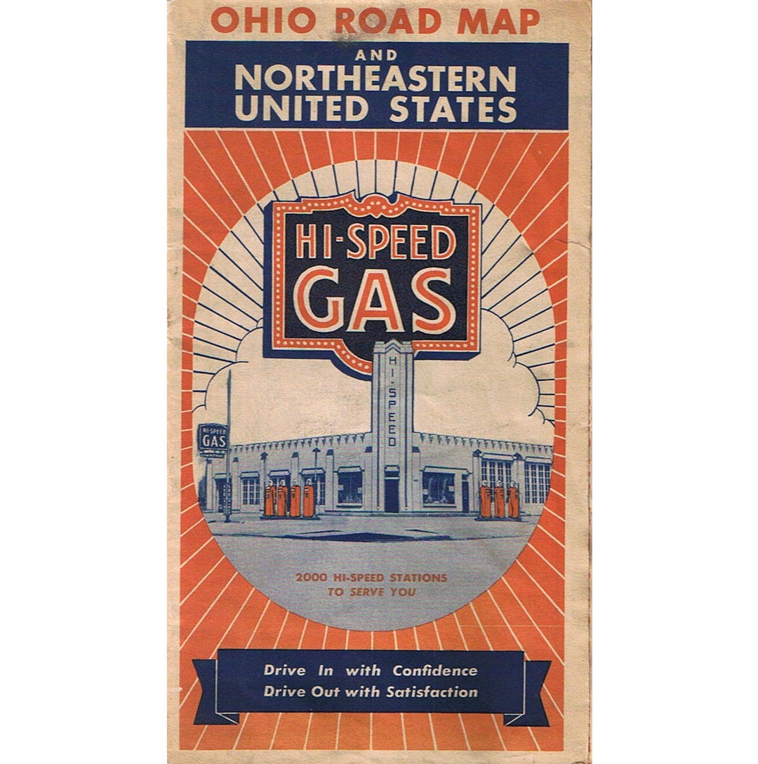 One Gas Rd Hi-speed Gas Road Map, 1948, Ohio & Northeastern United States - Etsy