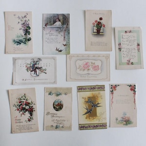 Lot de 10 cartes postales vintage avec voeux, années 20