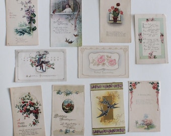 Lot of 10 vintage post cards with greetings, 1920s