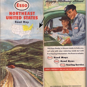 Carte routière Esso 1949, nord-est des États-Unis