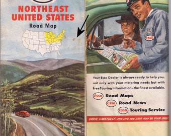 Esso 1949 road map, Northeast United States
