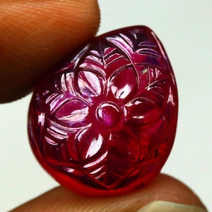 Natural Hand-Carved Ruby Gemstone 17.35 Ct  Pear Shape for making jewelry 17x14x4 mm
