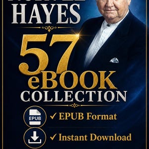 May include: A digital product cover featuring a portrait of Norvel Hayes and the text 57 eBOOK COLLECTION. It includes icons for EPUB format and instant download, with text stating DIGITAL PRODUCT ONLY and NO PHYSICAL ITEM WILL BE DELIVERED.