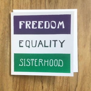 Women's empowerment greeting card, feminist handmade linocut card