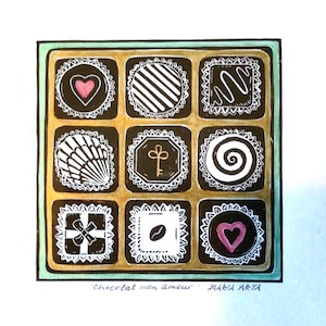 Box of chocolates linocut print